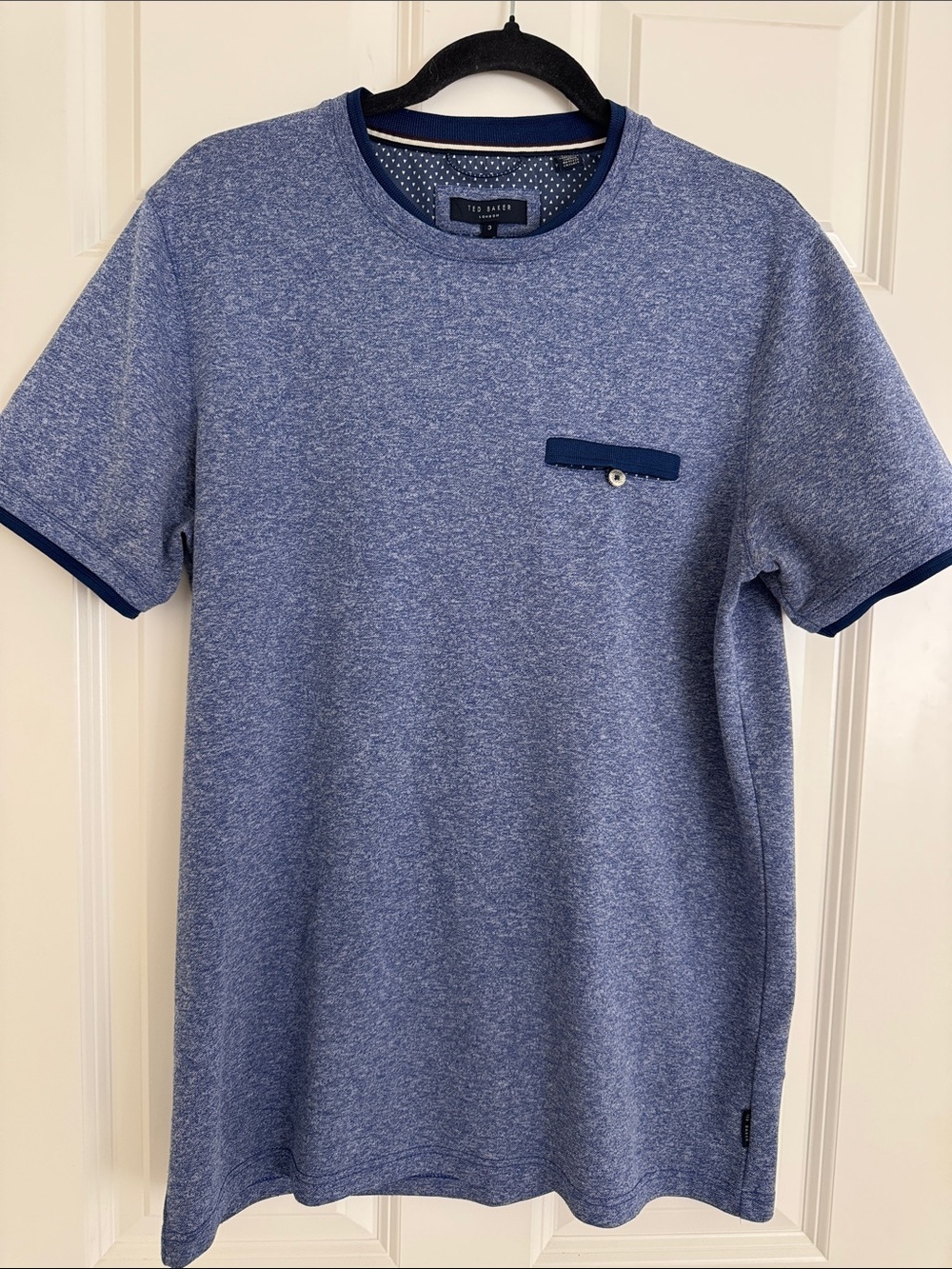 Ted Baker Blue Heather Short-Sleeve Crew Tee with Contrast Trim